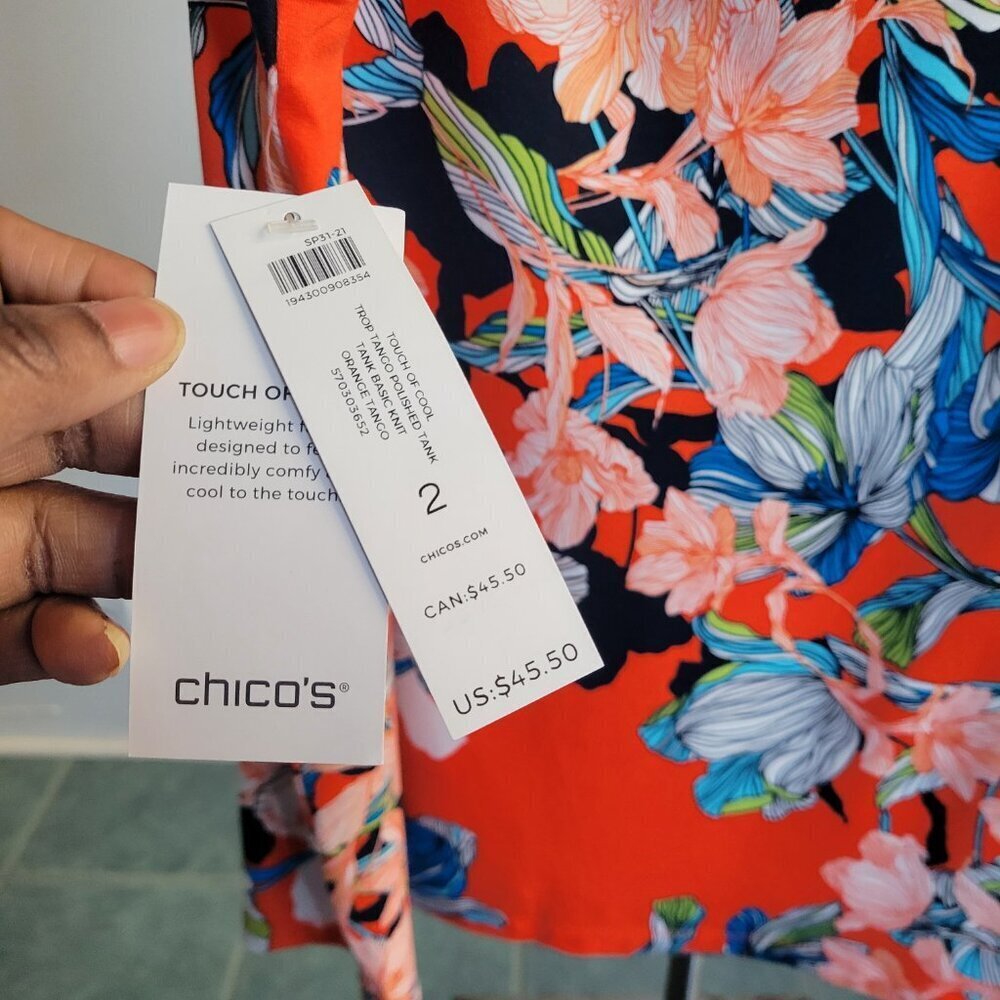 NWT Chico’s Floral Tank Top (Chico Size: 2) - Picture 9 of 16